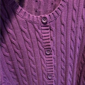 LL Bean Royal Purple 100% Cotton Cable Knit Sweater